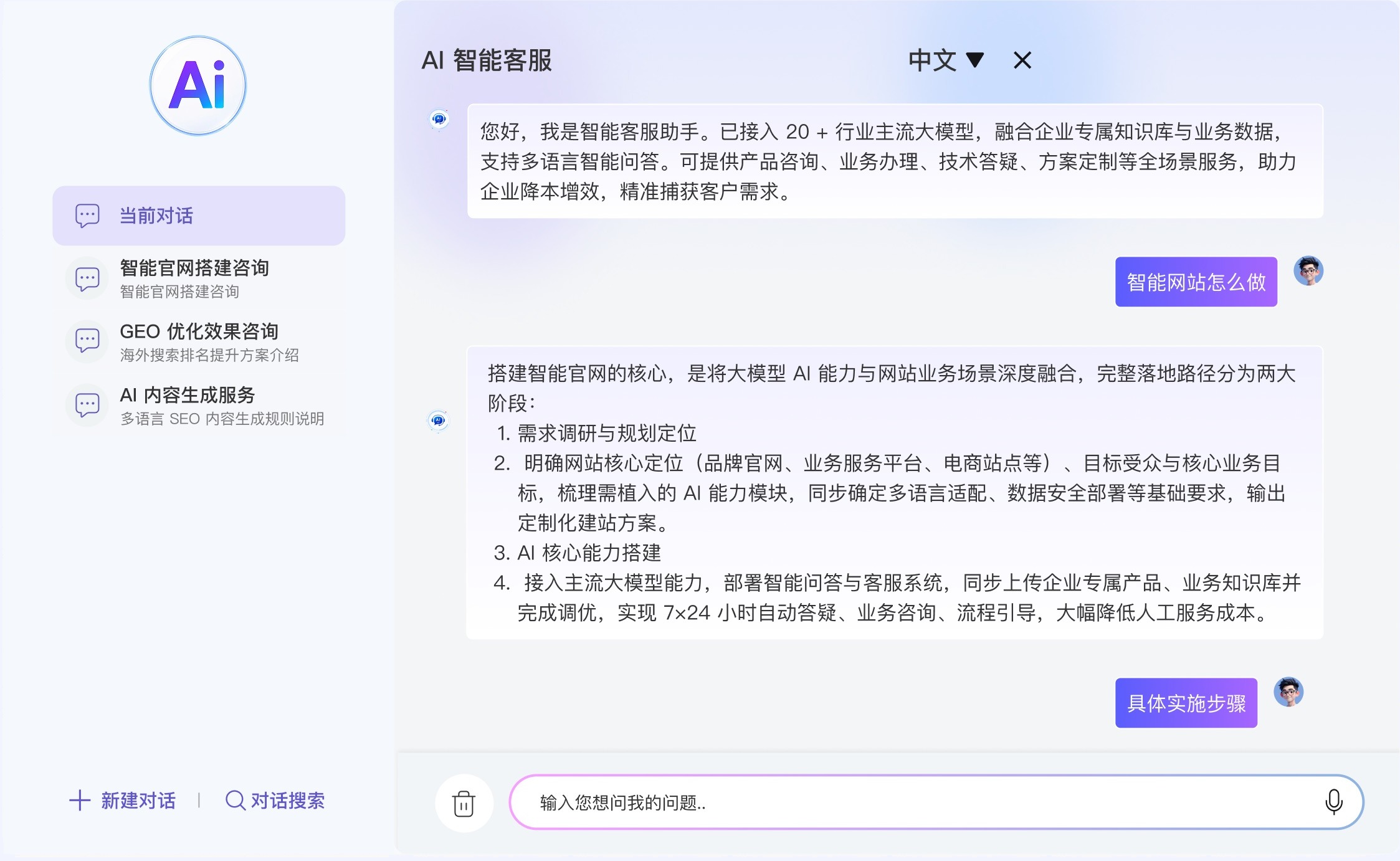 AI customer service conversation